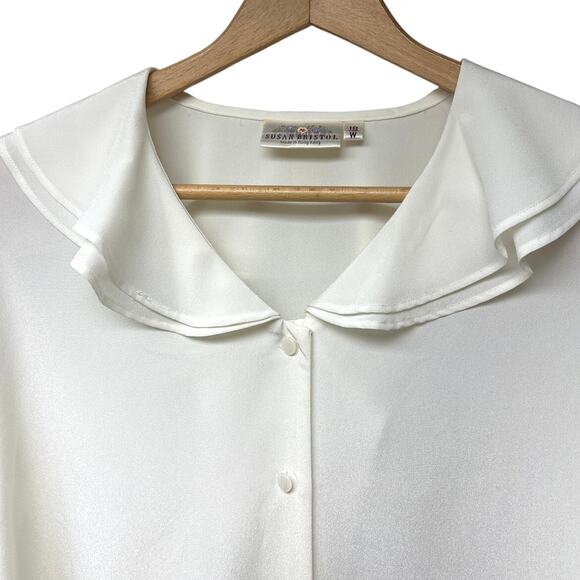 Vintage Susan Bristol Cream Button Up Blouse Top Coquette Collar Plus Size 18 W - Picture 2 of 6